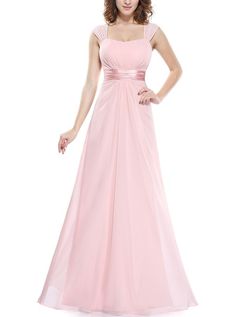 Top Long Chiffon Bridesmaid Wedding Dress with Straps