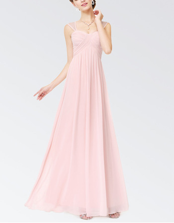 Elegant Sleeveless Long Chiffon Summer Bridesmaid Dress with Straps