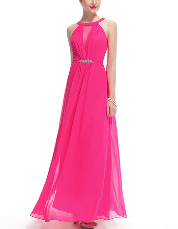 Inexpensive Trendy Sleeveless Long Chiffon Bridesmaid/ Formal Evening Dress