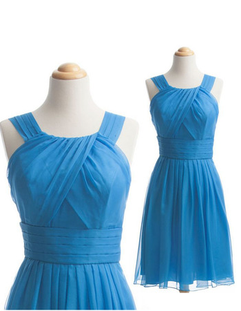 Classy A-Line Sleeveless Short Chiffon Bridesmaid Dress with Straps