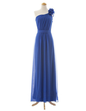 Simple One Shoulder Floor Length Chiffon Bridesmaid Wedding Dress