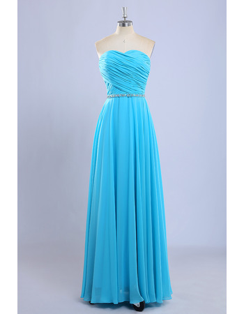 Simple Sweetheart Full Length Chiffon Pleated Bridesmaid Dress