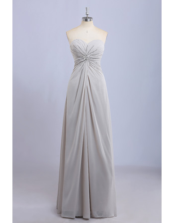 Stylish Sweetheart Full Length Chiffon Beading Bridesmaid Dress Under $100