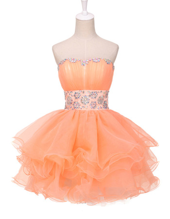 Trendy Ball Gown Sweetheart Short Organza Cocktail Party Dress