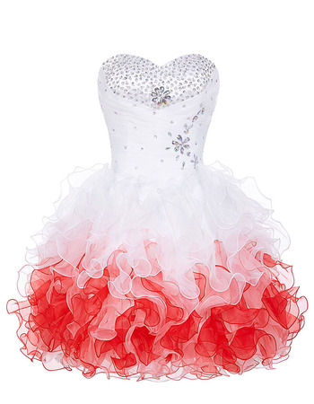 Beautiful Sweetheart Short Organza Bubble Skirt Ombre Cocktail Party Dress