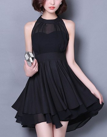 Sexy Halter Sleeveless Short Chiffon Little Black Cocktail/ Homecoming Party Dress