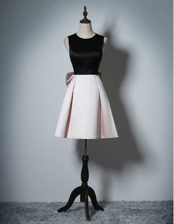 Designer A-Line Sleeveless Short Satin Semi-Formal Cocktail Party Dress