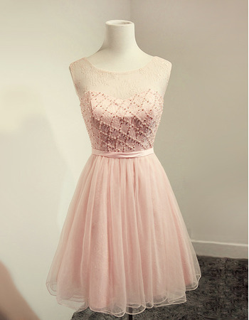 Custom Sleeveless Short Organza Beading Cocktail Party Dress