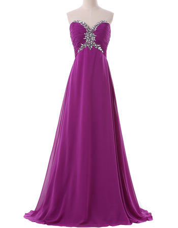 Empire Waist Sweetheart Long Chiffon Formal Evening Dress