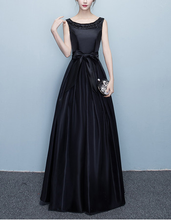 Elegant Ball Gown Floor Length Taffeta Black Formal Evening Dress