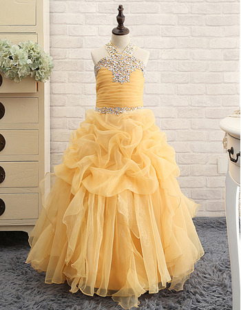 Pretty Floor Length Organza Pick-Up Skirt Little Girls Party/ Pageant Dress