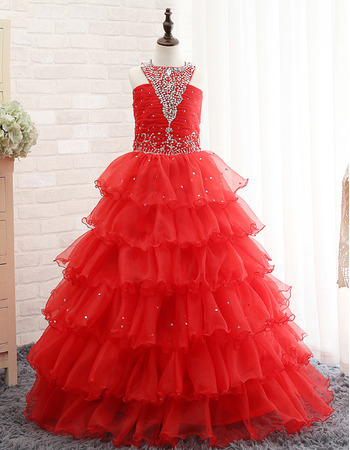 Beautiful New Floor Length Layered Sequin Skirt Little Girls Party/ Pageant Dress