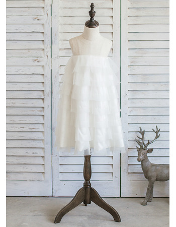 Style Empire Short Organza Layered Skirt Flower Girl Dress
