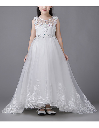 Affordable Stunning Sleeveless High-Low Organza Flower Girl Dress