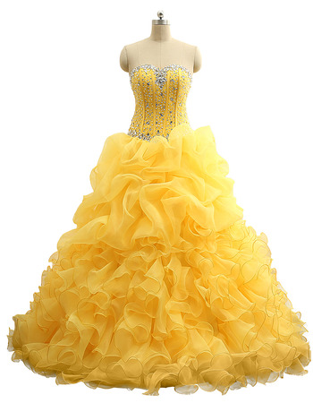 Girls Ball Gown Sweetheart Full Length Ruffle Skirt Prom Quinceanera Dress