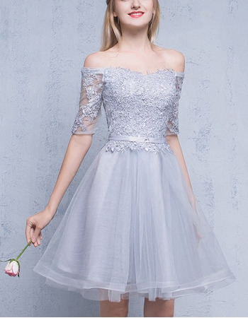 Designer Off-the-shoulder Short Formal Homecoming Dress with Half Sleeves