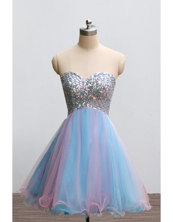 Discount Blush Sweetheart Mini/ Short Rhinestone Formal Homecoming Dress