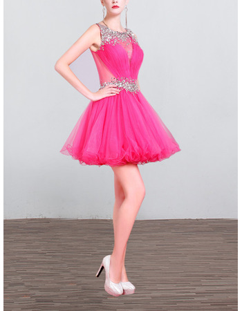 Petite Sleeveless Short hot pink Homecoming/ Cocktail Party Dress