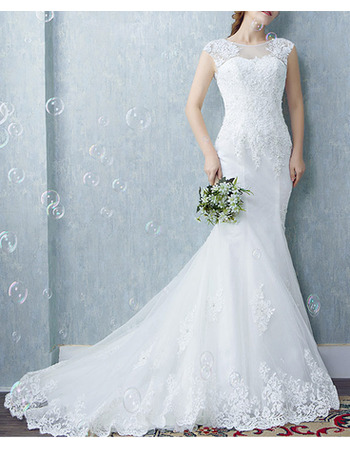 Modern Mermaid Sleeveless Court Train Organza Bridal Wedding Dress