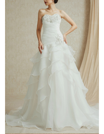 Inexpensive Timeless Sweetheart Sweep Train Chiffon Layered Skirt Wedding Dress