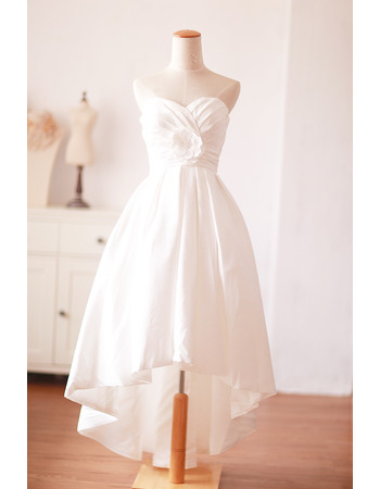 Affordable Sweetheart High-Low Taffeta Short Wedding Dress