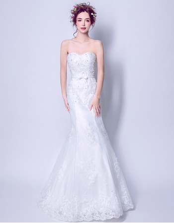 Affordable Modern Mermaid Sweetheart Floor Length Organza Wedding Dress