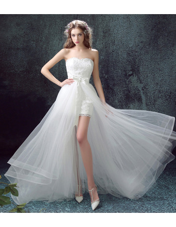 Inexpensive Charming Sweetheart Sleeveless High-Low Bridal Wedding Dress