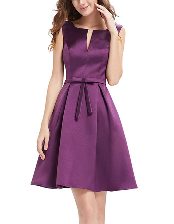 Affordable Sleeveless Short Satin Bridesmaid/ Homecoming Dress