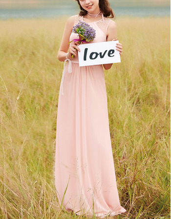 Affordable Sleeveless Long Chiffon Bridesmaid/ Prom Dress