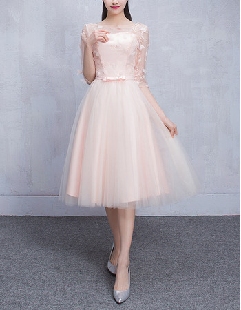 New Style Simple A-Line Short Bridesmaid Wedding Dress with Half Sleeves