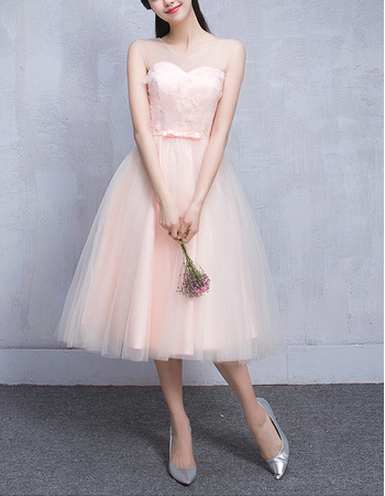 2022 Inexpensive Sweetheart Sleeveless Knee Length Bridesmaid Wedding Dress