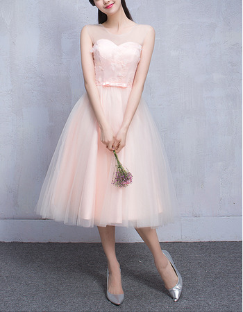 Inexpensive Sweetheart Sleeveless Knee Length Bridesmaid Wedding Dress