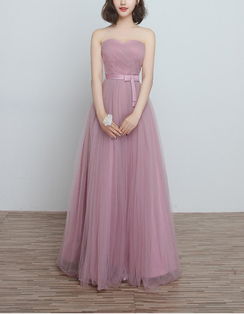 New Sweetheart Long Satin Tulle Bridesmaid Wedding Dress