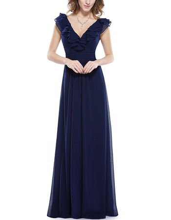 2022 Best Designer V-Neck Sleeveless Long Chiffon Bridesmaid Dress