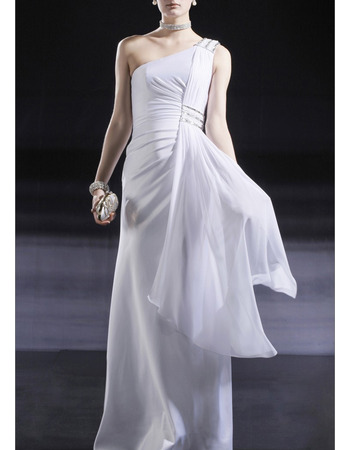 Sexy One Shoulder Full Length Chiffon Formal Evening Dress