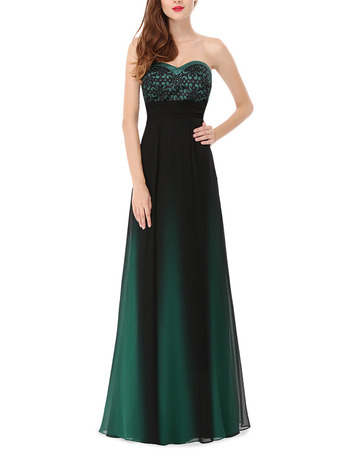 New Simple A-Line Sweetheart Full Length Satin Green Formal Evening Dress