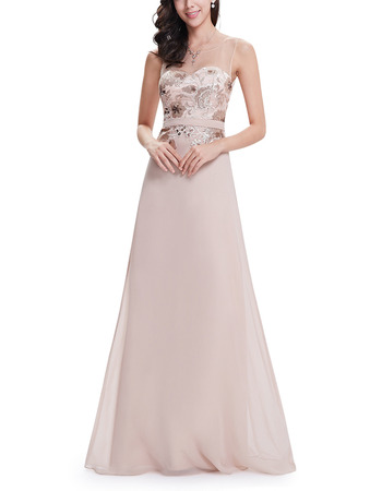 Vintate Full Length Chiffon Embroidery Formal Evening Dress