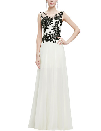 Elegant Long Chiffon Emboidery Formal Evening Dress