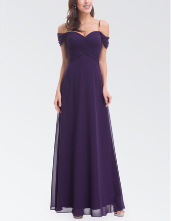 Custom Off-the-shoulder Chiffon Evening Dress with Spaghetti Straps