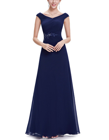 Latest Style V-Neck Long Chiffon Evening Party Dress