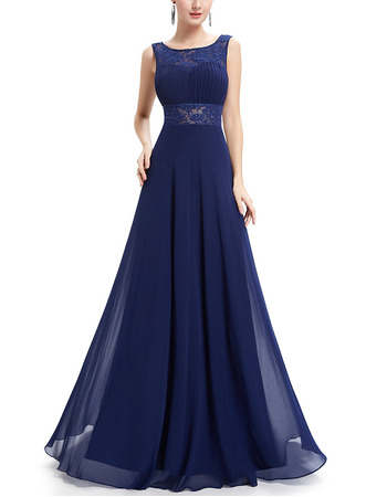 Simple Style Sleeveless Long Chiffon Formal Evening Dress