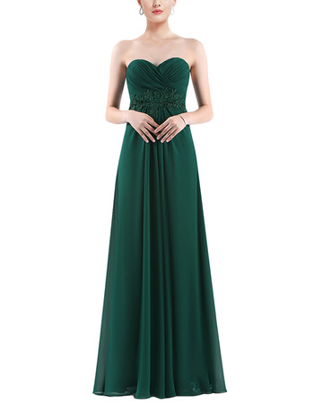 Simple Sweetheart Floor Length Chiffon Lace-Up Formal Evening Dress