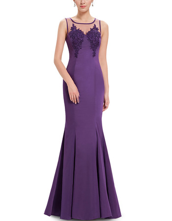 Inexpensive Mermaid Sleeveless Floor Length Satin Formal Evening Dress