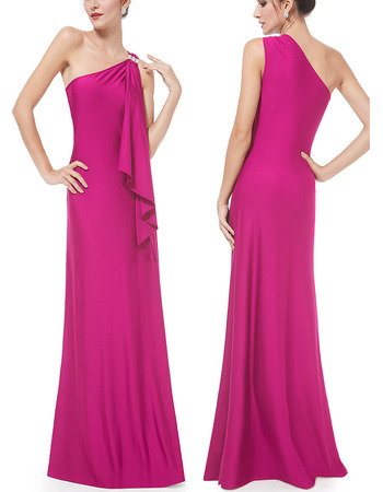 Sexy One Shoulder Sleeveless Long Satin Formal Evening Wear Dress