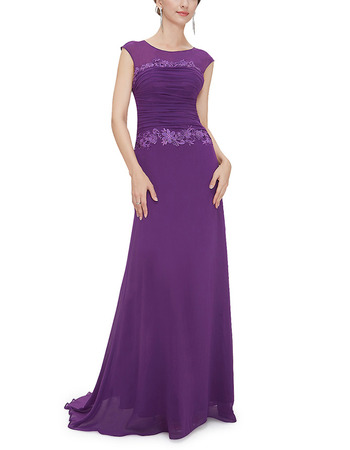 Formal Sleeveless Floor Length Chiffon Purple Evening/ Prom Dress