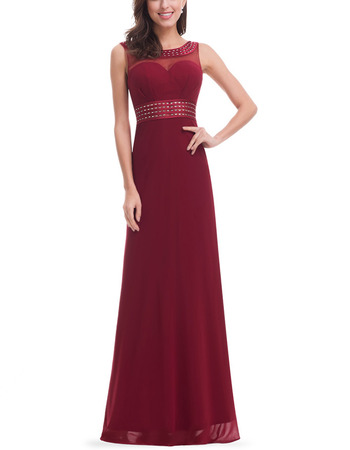 Classic Sleeveless Floor Length Chiffon Formal Evening Wear Dress