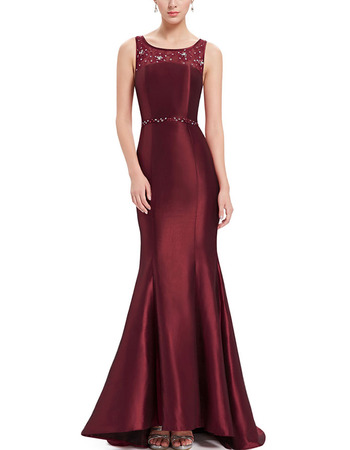 Inexpensive Trumpet Sleeveless Floor Length Satin Evening/ Prom Dress