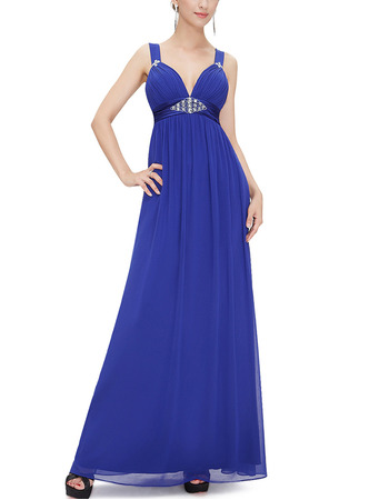 Sexy Sweetheart Long Chiffon Prom Evening Dress with Straps