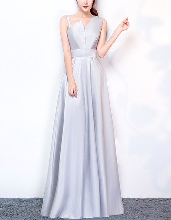 New Style Asymmetric Long Satin Formal Evening Dress