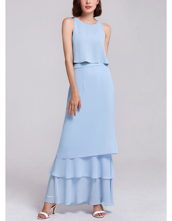 Elegant Empire waist Sleeveless Long Chiffon Two-Piece Formal Evening Dress